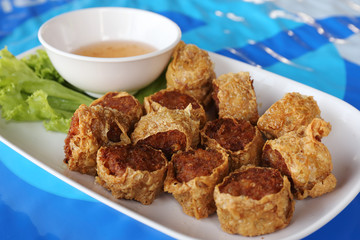 deep fried crab meat roll cake