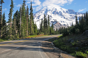 Approaching Mount Rainier, Washington, USA