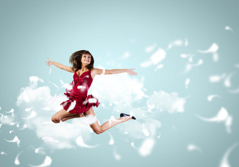 Fototapeta na wymiar Jumping woman