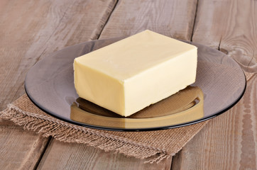 Butter on glass plate