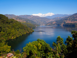 Begnas Tal, Pokhara, with view to Annapurna range