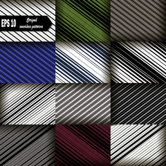 Set of 12: Seamless pattern with diagonal lines