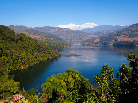 Begnas Tal, Pokhara, with view to Annapurna range