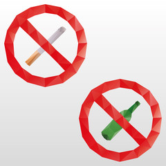 No smoking and no alcohol vector signs