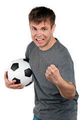 Man with classic soccer ball