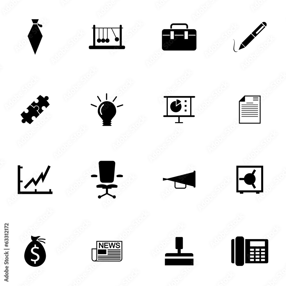 Canvas Prints vector black business icons set