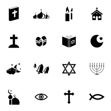 Vector black  religion icons set