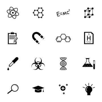 Vector black  science icons set