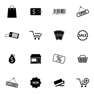 Vector black  shop icons set