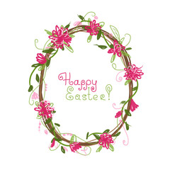 Happy Easter! Floral frame for your design