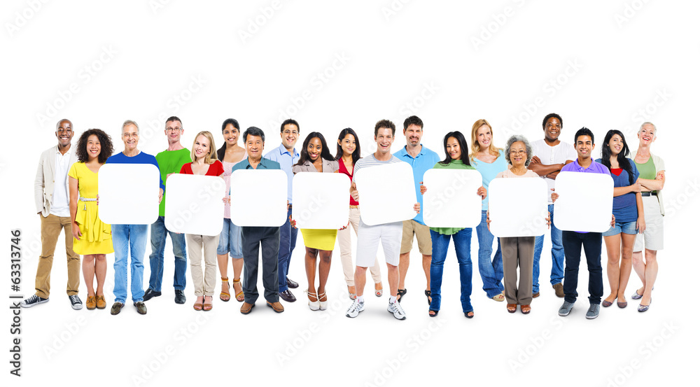 Canvas Prints Group Of People Holding 8 Empty Placards