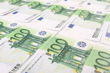 Obraz na płótnie Canvas Stack of 100€ bills