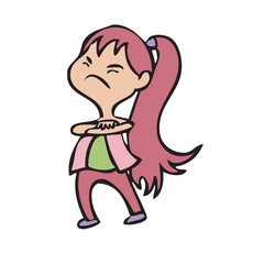 angry long hair girl