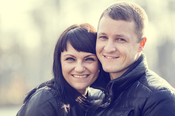 pair of lovers in the park for a walk