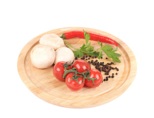 Vegetables on wooden platter