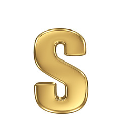 Letter s from gold solid alphabet. Lowercase