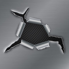 Ragged Hole Metal Background Vector Illustration