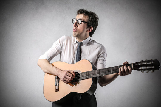businessman with guitar