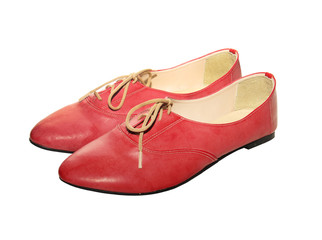 red leather boots isolated on white background