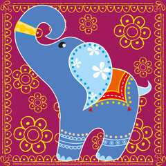 Indian elephant in bright colors