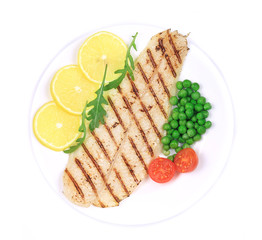 Pangasius fillet on plate.