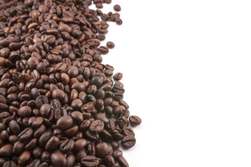 Coffee beans on white background