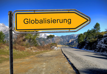 Strassenschild 16 - Globalisierung - obrazy, fototapety, plakaty