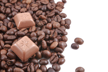 Coffee beans on white background