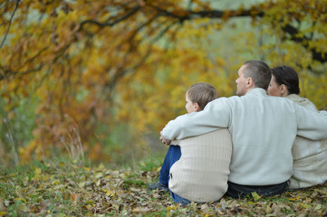 Fototapeta premium Family of three on the nature