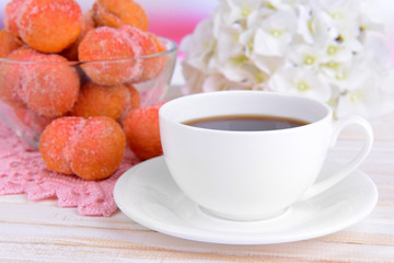 Delicious cookies peaches on table close-up