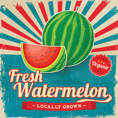 Colorful vintage Watermelon label poster vector illustration