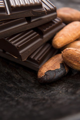 Cacao beans with milk chocolate