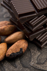 Cacao beans with milk chocolate