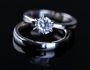 Two beautiful rings isolated on black