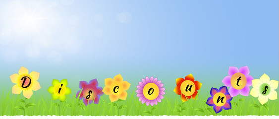 Banner with Discounts on the flowers