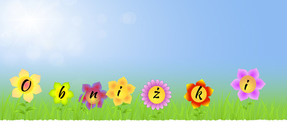 Banner with Discounts on the flowers in Polish