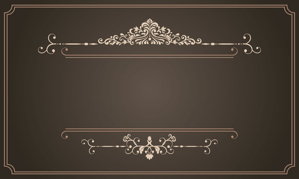 Invitation Card With Victorian Ornaments And Vintage Frame