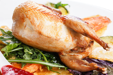 Fried quail with tempura