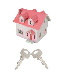 Miniature house with two keys