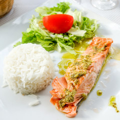 grilled salmon and rice