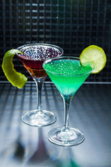 whisky, strawberry and mint Cocktail with  caviar