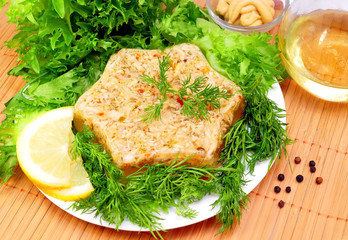 jellied meat with fresh herbs