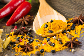 Obraz na płótnie Canvas close-up of Asian spices