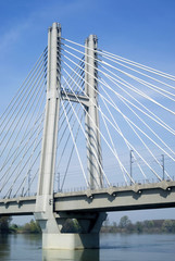 Fototapeta premium Cable stayed bridge across river Po in Northern Italy