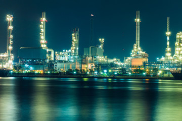Oil refinery at night