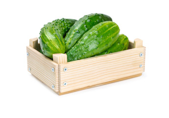 Cucumbers in a wooden box