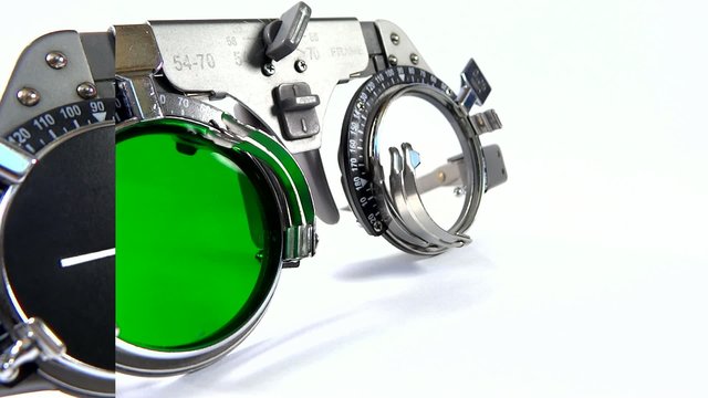 Spectacles used for eyesight tests with various lenses