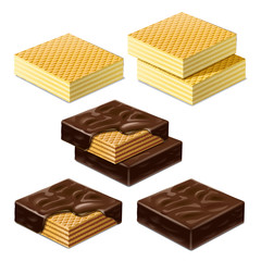 Waffles and waffles in chocolate glaze