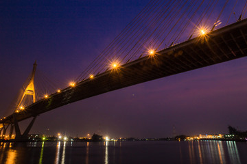 Fototapeta na wymiar Industrial Ring Road Bridge at night