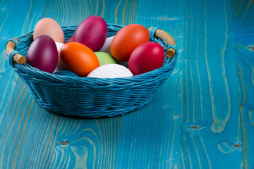 Easter basket with color eggs